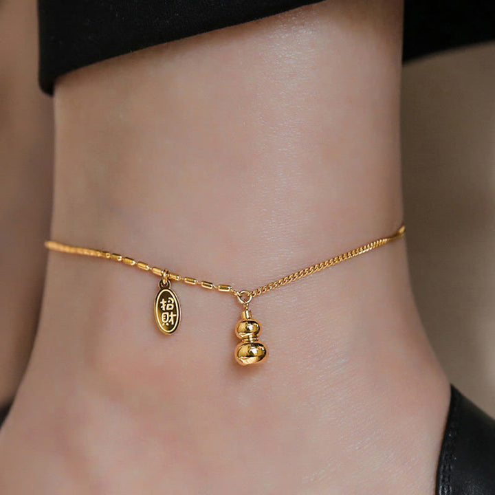 Cavigliera con fibbia della ricchezza e design a zucca portafortuna in oro 18k Buddha Stones