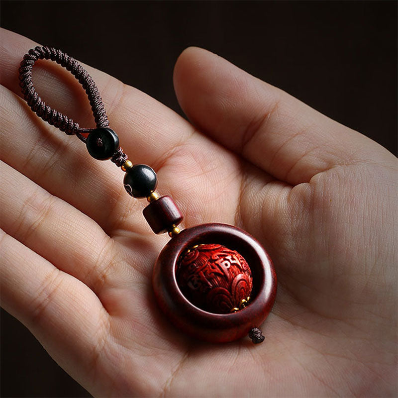Buddha Stones Tibetano Piccola Foglia Sandalo Rosso Ebano Fortuna Protezione Rotazione Decorazione