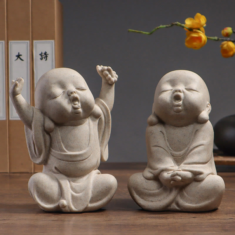 Buddha Stones Meditazione Tibetana Buddha Monaco Benedizione Serenità Resina Decorazione della casa