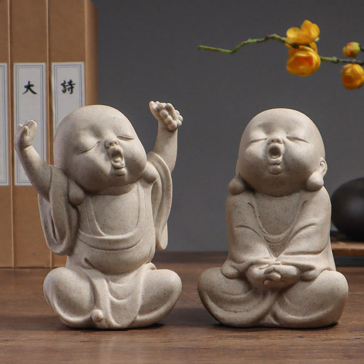 Buddha Stones Meditazione Tibetana Buddha Monaco Benedizione Serenità Resina Decorazione della casa
