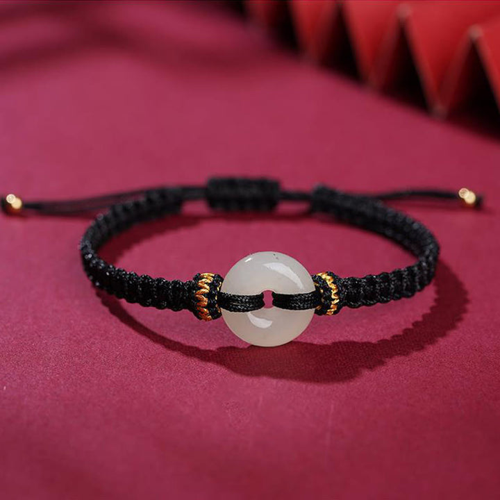 Braccialetto intrecciato Buddha Stones Peace Buckle Jade Abundance