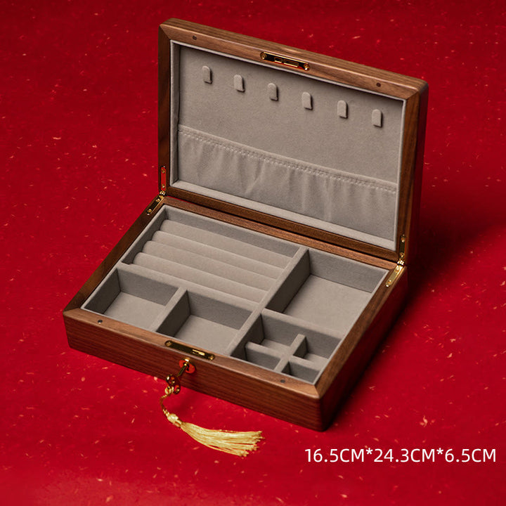 Scatola portagioie in legno di noce nero fatta a mano, vintage, scatola regalo in legno