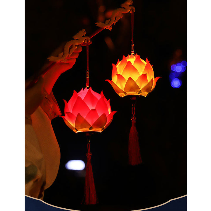 Decorazione lampada lanterna drago fiore di loto fai da Buddha Stones - image 10