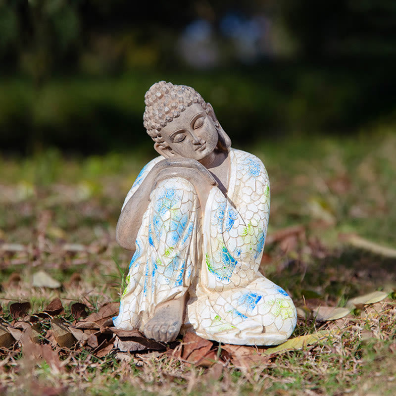 Statua in resina di Buddha Zen in meditazione, decorazione per la casa - Buddha addormentato medio 15*15*21CM - image 14