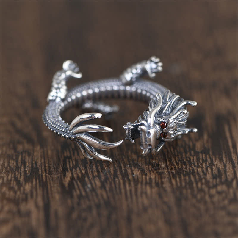 Anello di protezione della fortuna del drago in argento sterling 925 Buddha Stones - image 11
