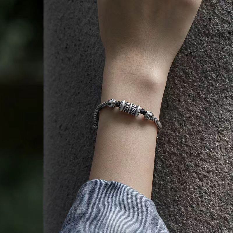 Bracciale intrecciato Buddha Stones Om Mani Padme Hum Lotus Peace