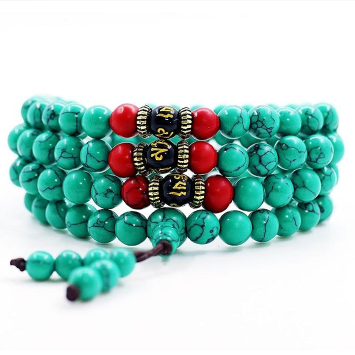 Collana di purificazione Mala in turchese tibetano Buddha Stones