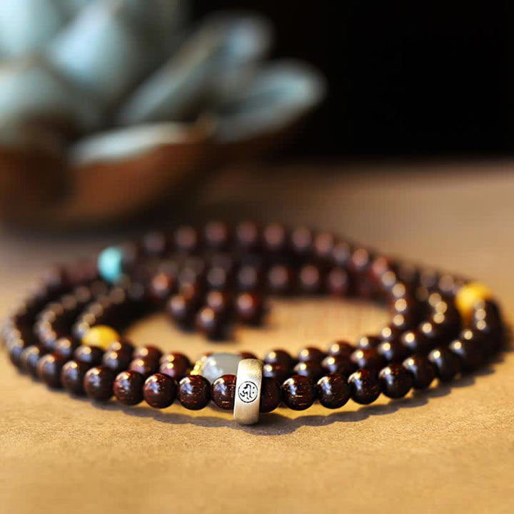 Bracciale Buddha Stones 925 Sterling Silver Indiano Foglia Piccola Sandalo Rosso Hetian Giada Grigia Ambra Stella d'Oro