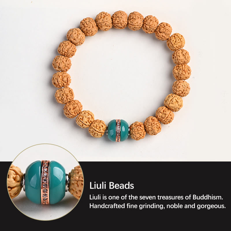 Buddha Stones Tibet Rudraksha Bodhi Seme Ricchezza Auspicio Bracciale - image 30