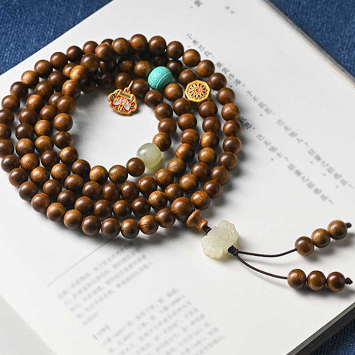 Braccialetto di protezione e calma in palissandro tibetano Buddha Stones Mala