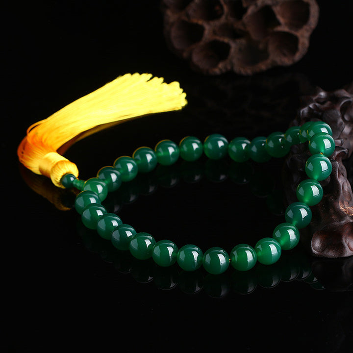 Buddha Stones Agata verde naturale Mala da polso Nappe di potenza Mala tascabile Decorazione per auto