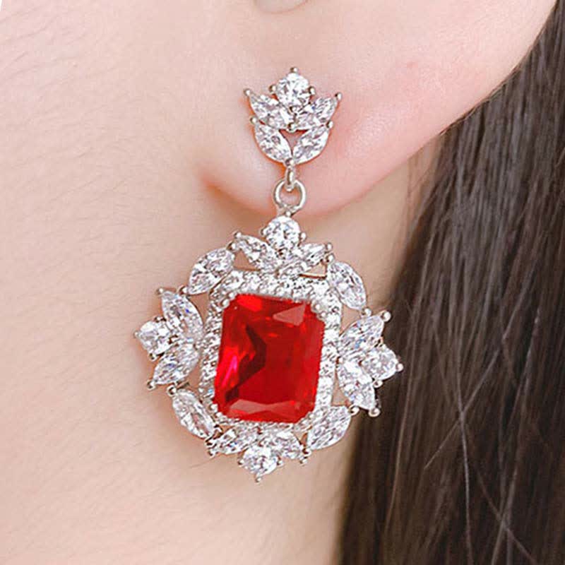 Buddha Stones Smeraldo Cristallo Corindone Rosso Fiducia Coraggio Anello Orecchini Collana Pendente