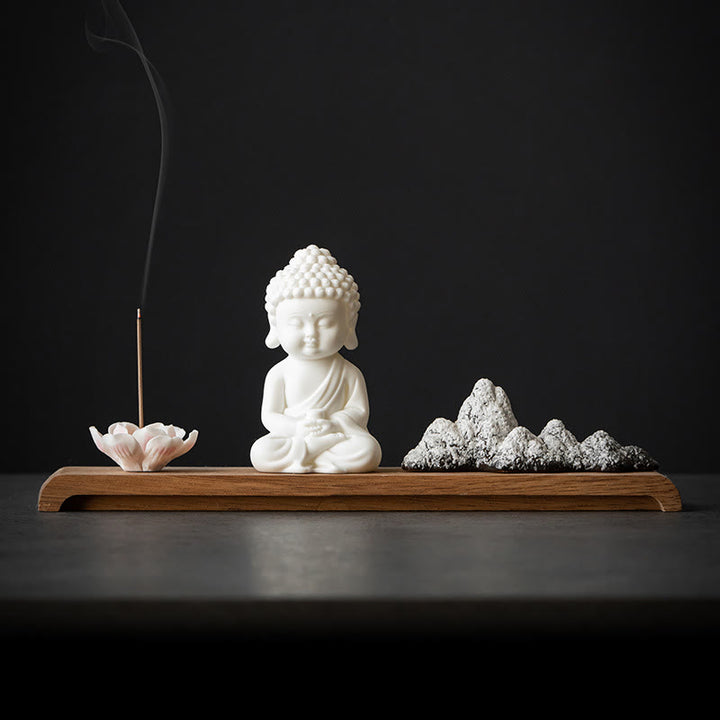 Buddha Stones Fiore di Loto Tathagata Kwan Yin Avalokitesvara Ksitigarbha Meditazione Bastoncino di Ceramica Bruciatore di Incenso Decorazione