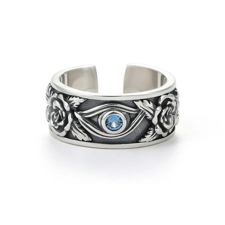 Anello regolabile con protezione in cristallo con occhio di Horus Buddha Stones