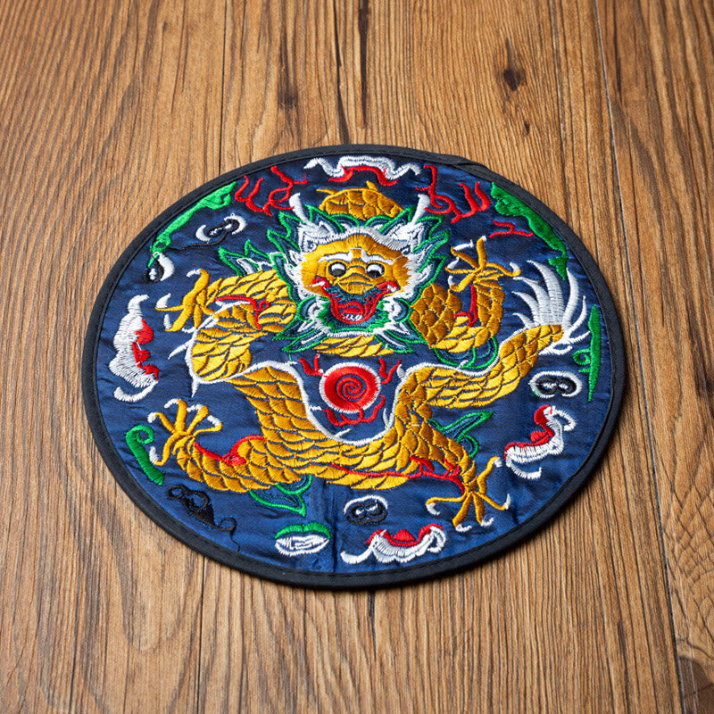 Buddha Stones Dragon Ricamo Sottobicchiere Tazza Sottobicchiere Tazza da Tè Kung Fu Tappetino da Tè