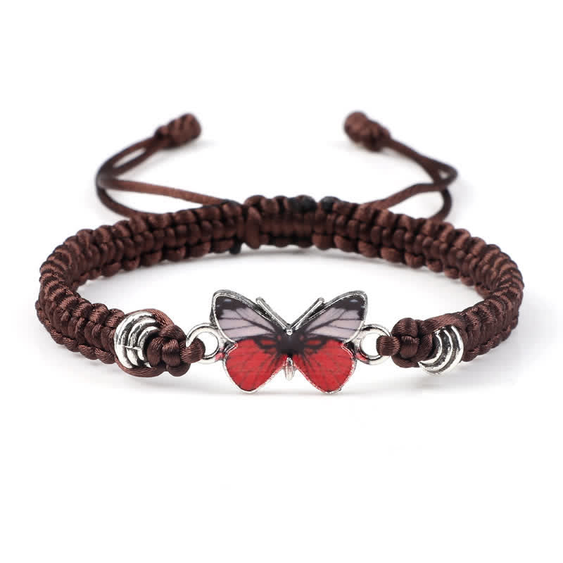 Braccialetto con ciondolo a forma di corda con farfalla Buddha Stones, libertà e amore