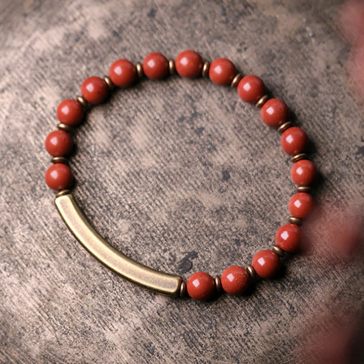 Braccialetto di coppia della pace in cristallo di rame, diaspro rosso, agata muschiata, ossidiana nera e Buddha Stones