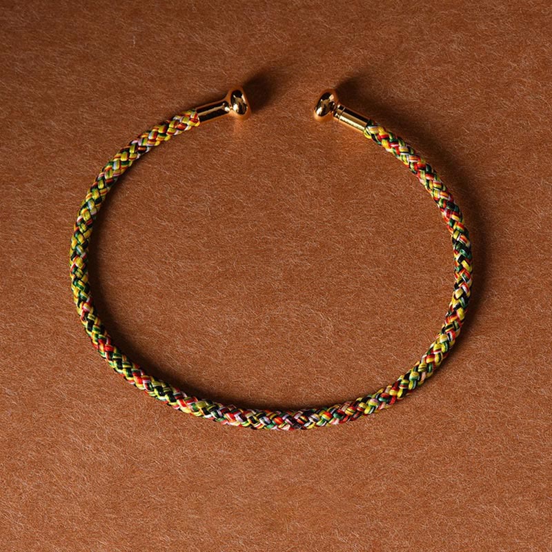 Braccialetto con polsino in corda intrecciata con design semplice fatto a mano Buddha Stones - Giallo Verde - image 19