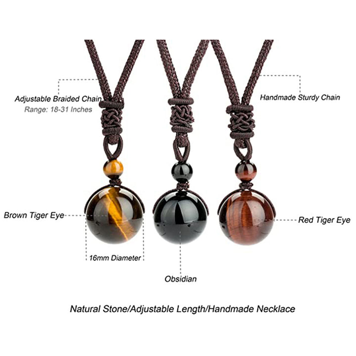 Collana di protezione con occhio di tigre tibetano Buddha Stones