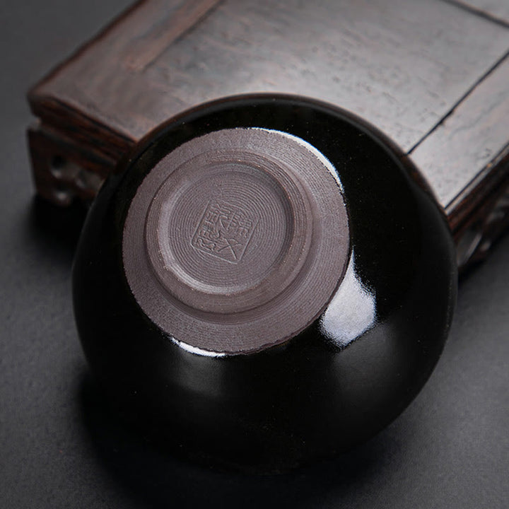 Buddha Stones Foglia d'acero dorata Tazza da tè cinese Jianzhan in ceramica Tazza da tè Tenmoku Kung Fu