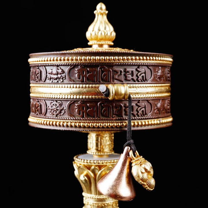 Ruota di preghiera tibetana Sei parole vere Decorazione in rame con bilanciamento - image 2