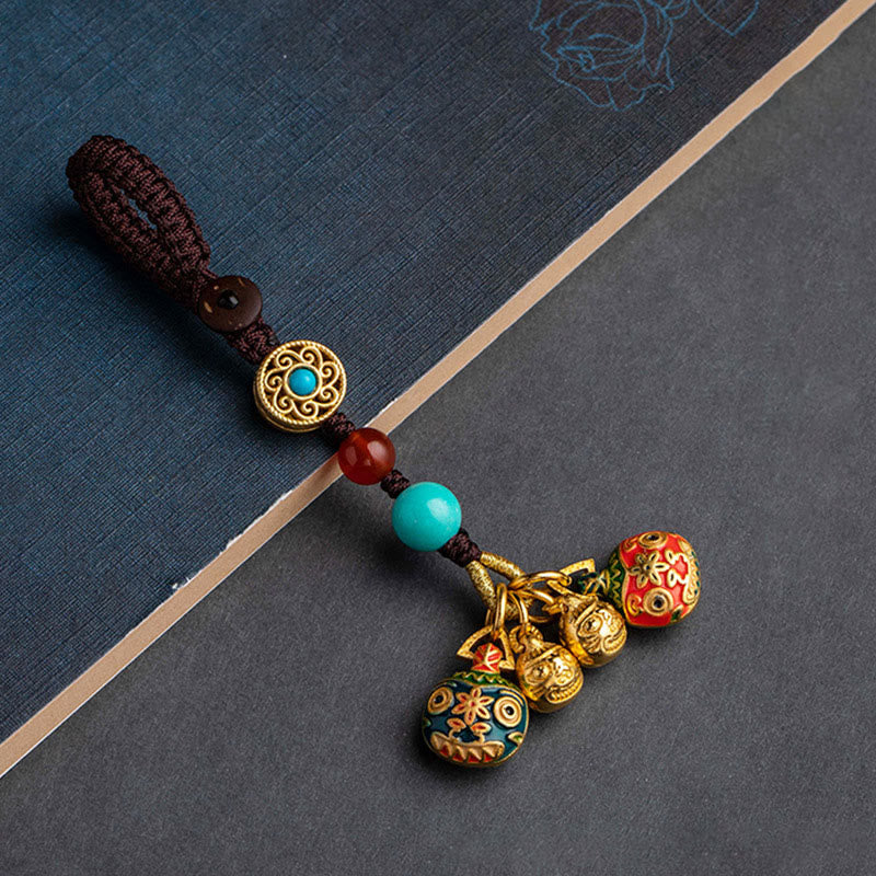 Buddha Stones Oro Ingoiare Bestia Famiglia Fortuna Portachiavi Auto Telefono Appeso Decorazione