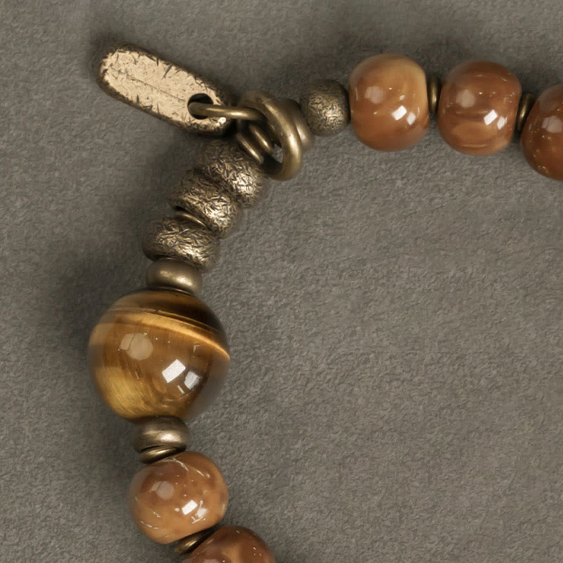 Braccialetto Buddha Stones Kuka Seed Tiger Eye Oro Lucentezza Ossidiana Rame Ricchezza Fortuna