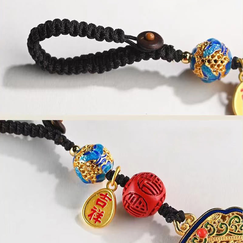 Portachiavi con ciondolo a forma Buddha Stones Fu Character Blessing Ruyi