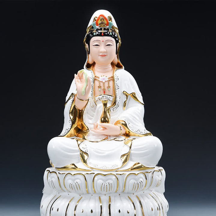 Statua in ceramica del successo del Bodhisattva Chenrezig Avalokitesvara Decorazione per la casa - 31,5*19 cm - image 3