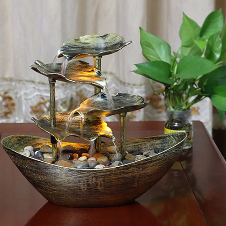 Ornamenti da tavolo per fontana a cascata a forma di foglia di loto con Buddha Stones e luce LED, decorazione per ufficio e scrivania - image 7