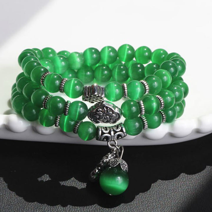 Braccialetto triplo avvolgente con supporto PiXiu Cat Eye Buddha Stones