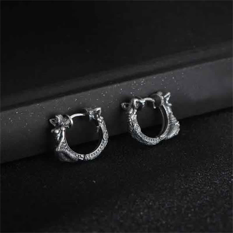 Orecchini di protezione con motivo a cerchio di drago in argento sterling 925