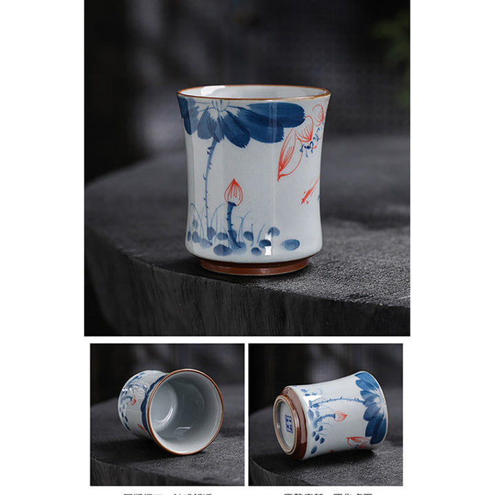 Buddha Stones Fiore di Loto Foglia di Bambù Tazza da Tè in Ceramica Tazze da Tè Kung Fu