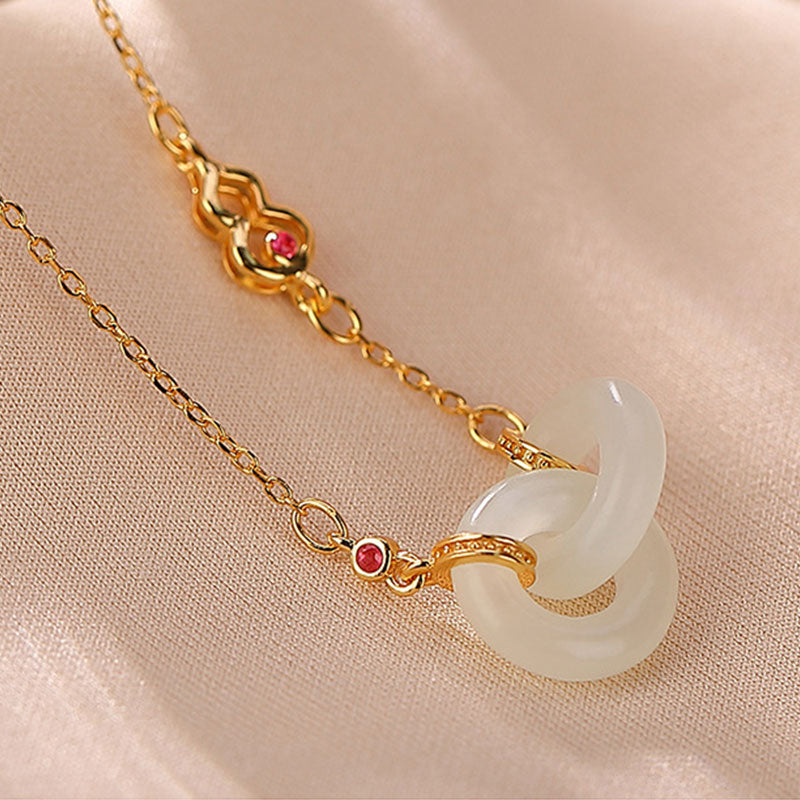 Collana con ciondolo a forma di catena con ciondolo rotondo in argento sterling 925 con Buddha Stones e giada fortunata e prospera