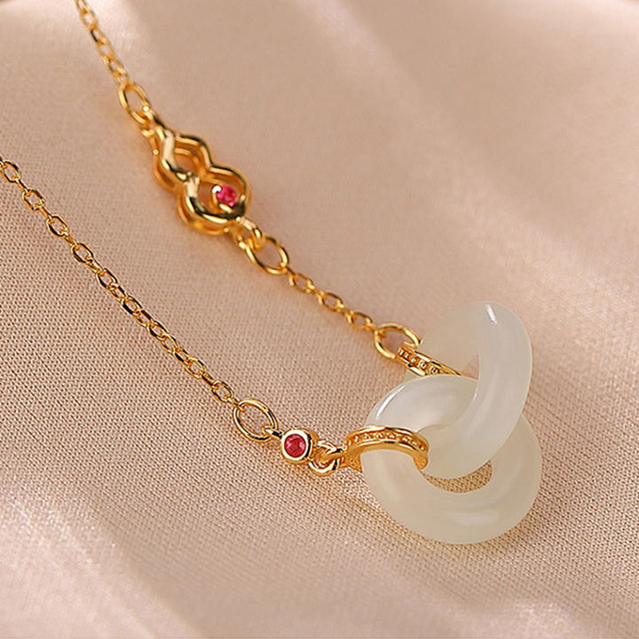 Collana con ciondolo a forma di catena con ciondolo rotondo in argento sterling 925 con Buddha Stones e giada fortunata e prospera