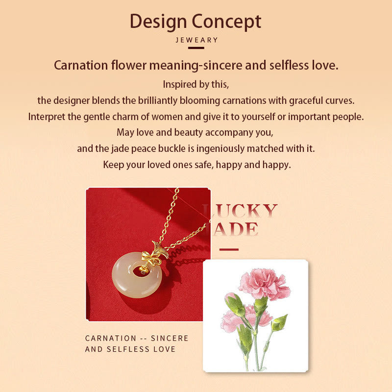 Buddha Stones 925 Sterling Silver Natural Hetian Jade Garofano Fiore Prosperità Collana Pendente - image 8