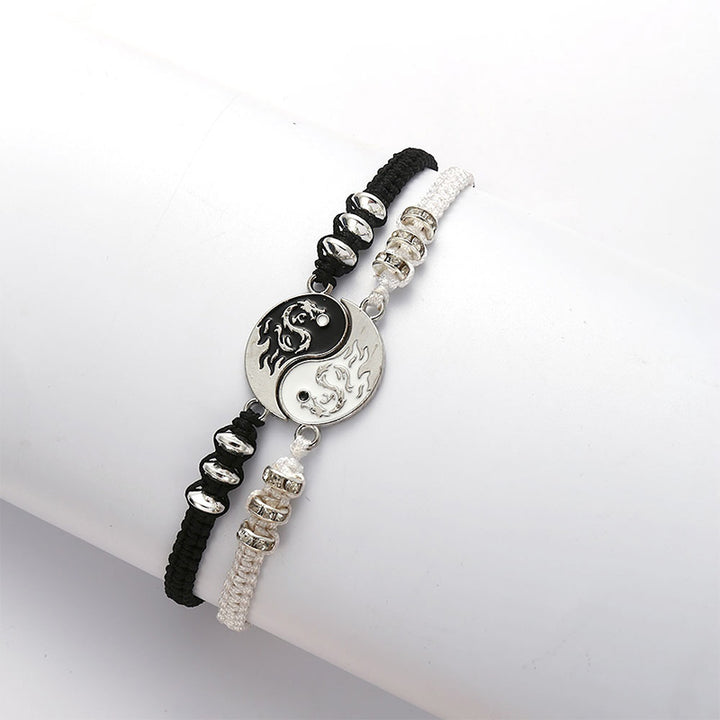 Braccialetto coppia drago Yin Yang Buddha Stones 2 pezzi