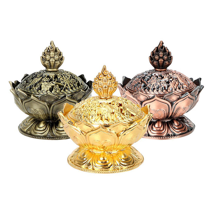 Buddha Stones Tibetano a Forma di Loto Bruciatore di Incenso Purificato