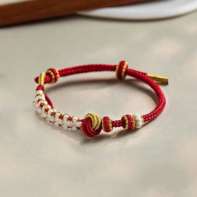 Braccialetto con corda portafortuna con ciondolo a forma di fiore di pesco con nodo d'amore fatto a mano Buddha Stones