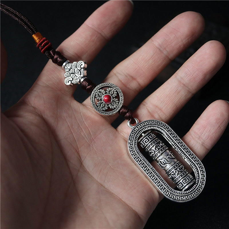 Buddha Stones Tibet Om Mani Padme Hum Ruota di preghiera Pace Girevole Decorazione da appendere all'auto