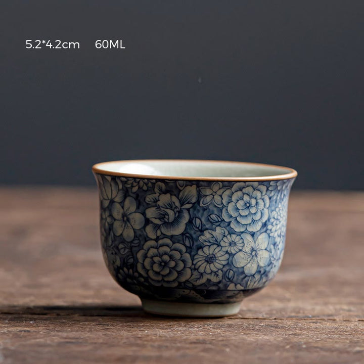 Buddha Stones, loto blu, fiore di pesco, crisantemo, design, tazza da tè in ceramica, tazze da tè Kung Fu