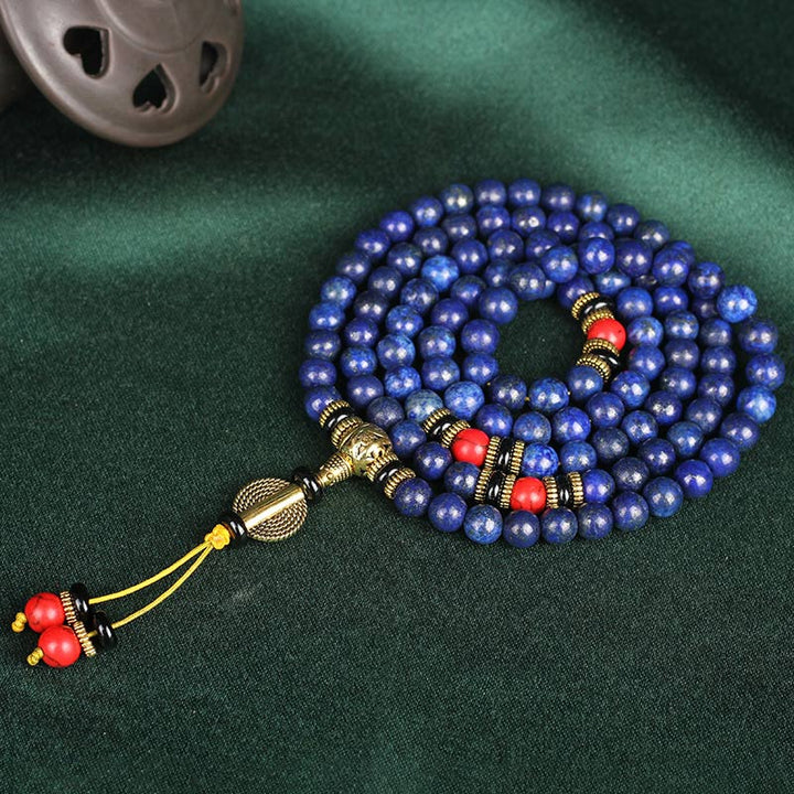 Braccialetto positivo Buddha Stones Tibetan Mala Lapislazzuli