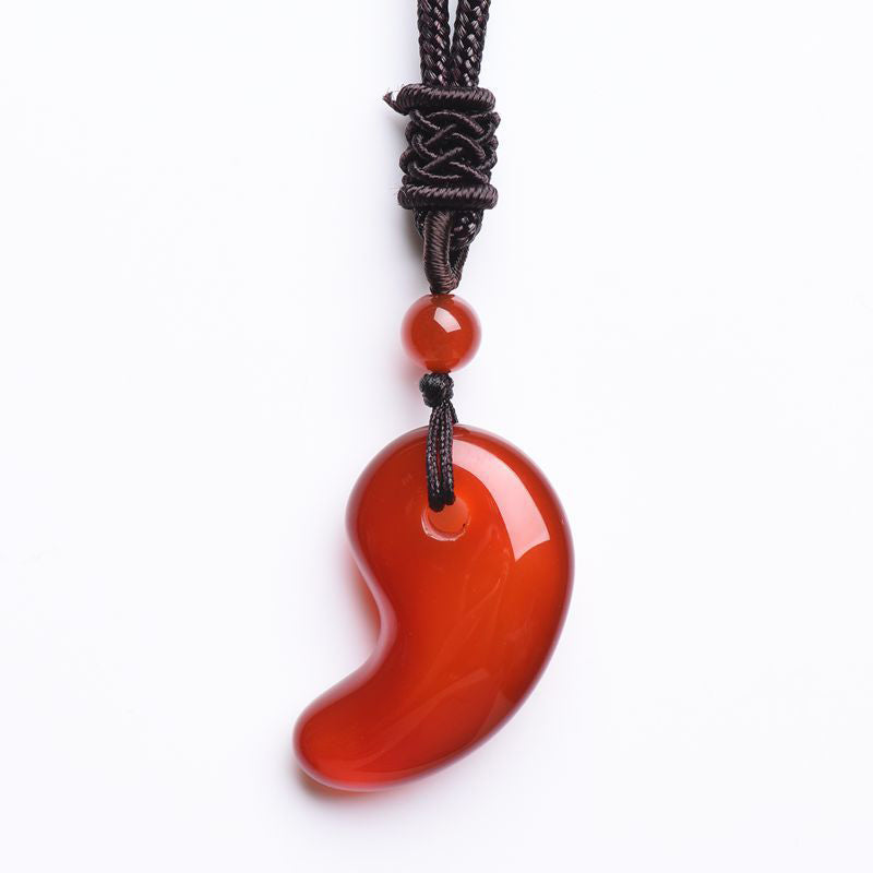 Collana con motivo lunare in agata rossa e agata verde, motivo con luna, calma e sicurezza - image 5