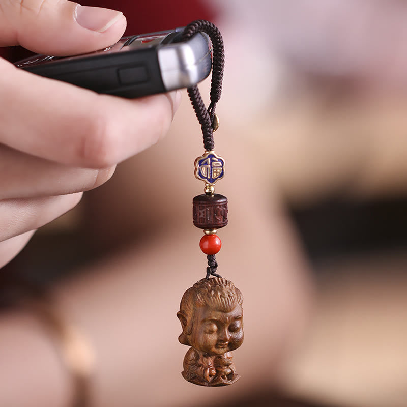 Zodiaco cinese Buddha natale Sandalo verde Om Mani Padme Hum Portachiavi della pace