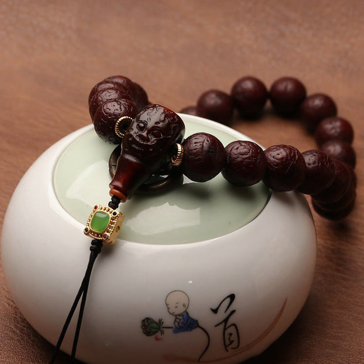 Buddha Stones Tibetano Bodhi Seme Agata Perlina Fortuna Ricchezza Nappa Ciondolo Polso Mala