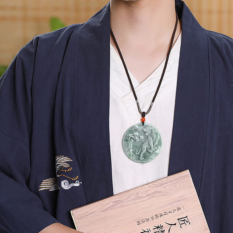 Collana con ciondolo a corda con tigre in giada e pietre Buddha Stones, zodiaco cinese - image 3