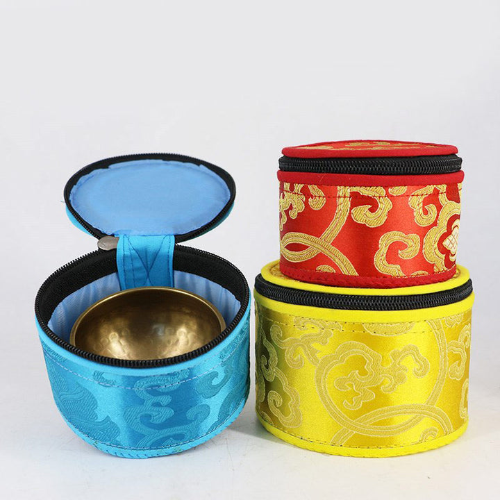 Borsa portaoggetti per ciotola tibetana Buddha Stones con chiusura a cerniera e decorazione
