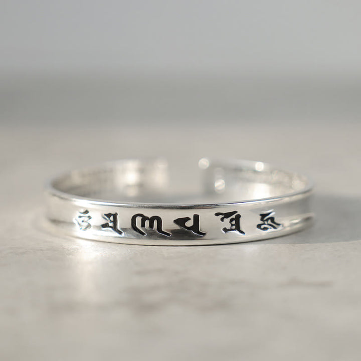 Braccialetto in rame bianco con mantra tibetano Buddha Stones