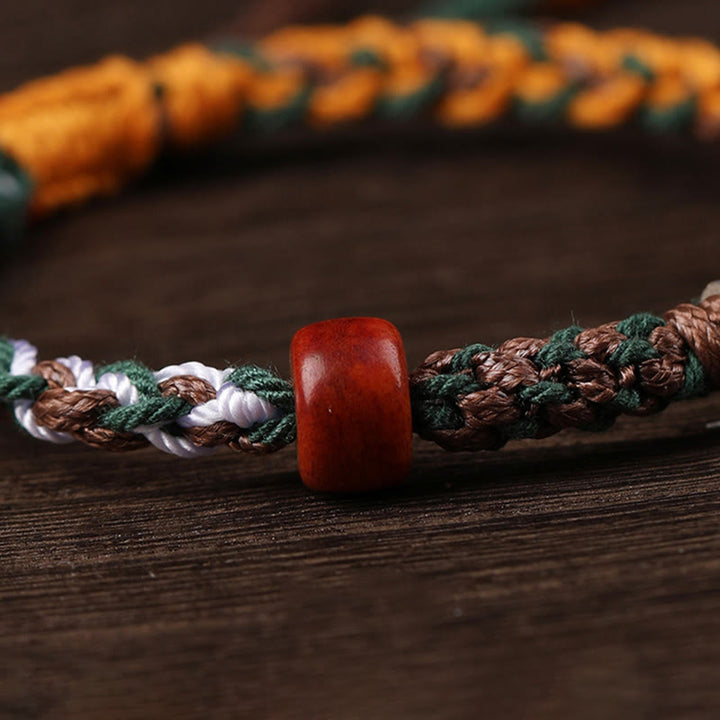 Bracciale intrecciato con protezione in osso di cammello , Buddha Stones 925, con dea della ricchezza, Zakiram