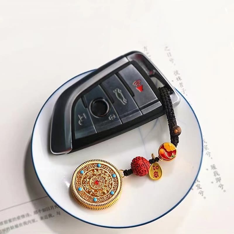 Portachiavi con ciondolo a forma Buddha Stones Fu Character Blessing Ruyi